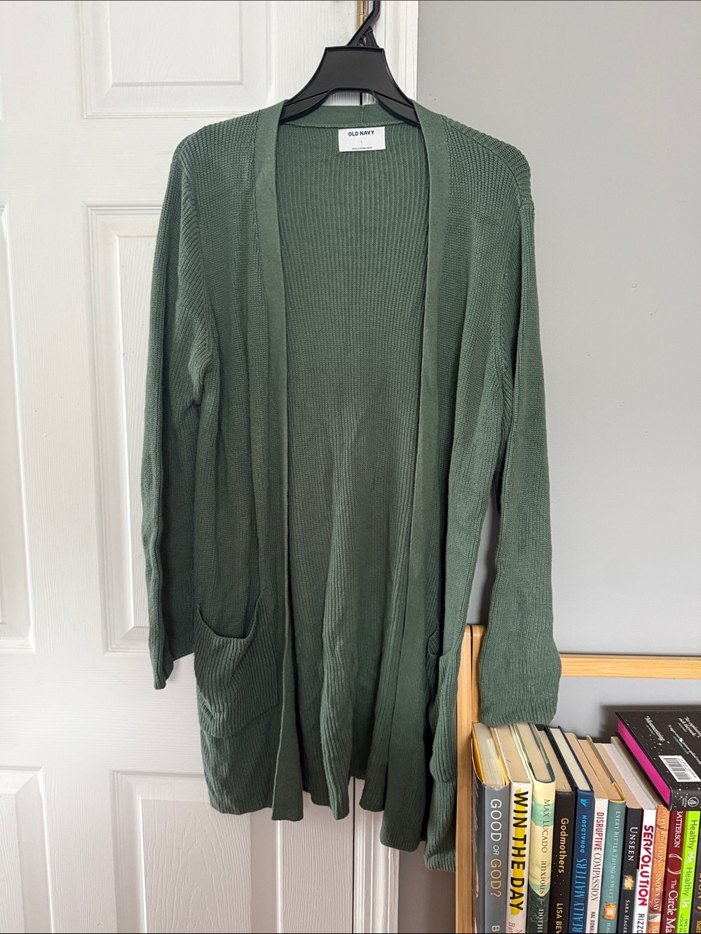 Old Navy Olive Green Open Cardigan with Pockets
